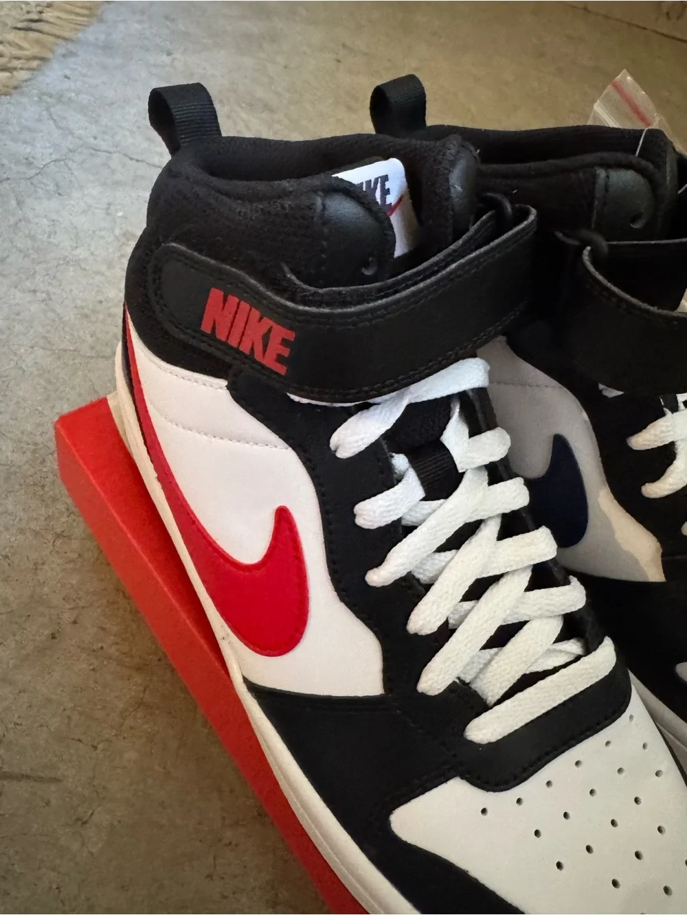 Nike Black White and Red High-Top Sneakers